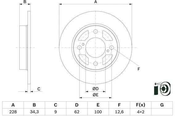 Bosch Stabdžių Diskas Suzuki Swift V AZ 1.0 A2L310 998ccm 112hp 4303020 4303021 4303022