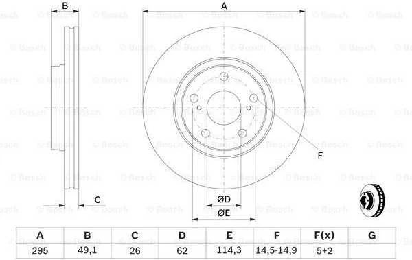 Bosch Stabdžių Diskas Toyota Auris Corolla Avensis Verso 04465-0E020 04465-0E030 04465-0E040