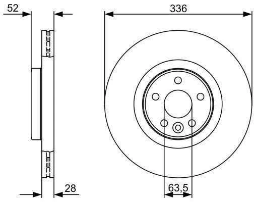 Bosch Stabdžių diskas VOLVO S80 II V70 III XC70 II S60 II V60 I 2.4 D5 30669881 30669882 31255941