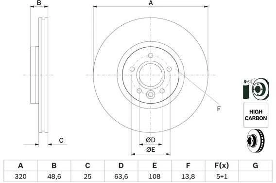 Bosch Stabdžių Diskas VOLVO V40 Hatchback T2 T3 T4 T5 31368877 31368878 31368879