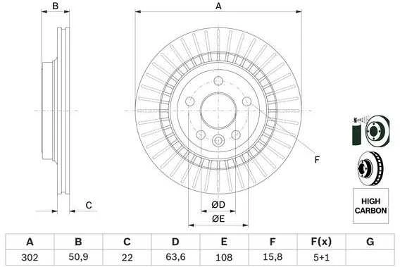 Bosch Stabdžių Diskas VOLVO XC60 I 2.0 T 2.4 D 3.2 T5 T6 31456365 31256365 31256367