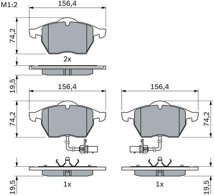 BOSCH stabdžių trinkelių rinkinys 0986424482 4B0698151AF