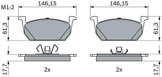 BOSCH stabdžių trinkelių rinkinys 0986424846 2Q0698151AA