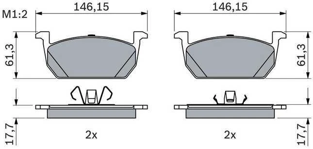 BOSCH stabdžių trinkelių rinkinys 0986424846 2Q0698151AA