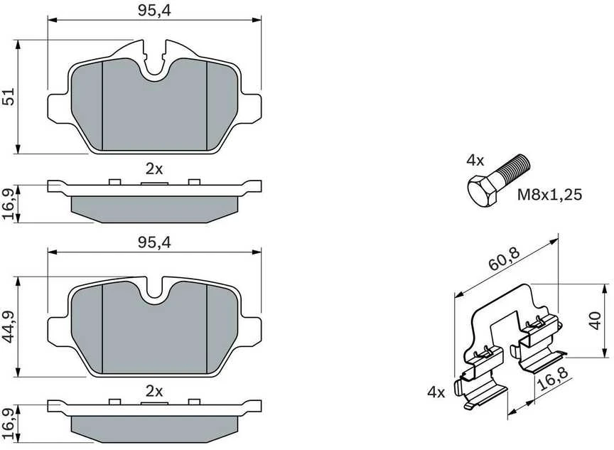 Bosch Stabdžių Trinkelių Rinkinys BMW 1 E81 E87 3 E90 E92 34216765421 34216765422