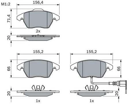Bosch Stabdžių trinkelių rinkinys Audi A3 TT Seat Skoda A1694210012 34211164401
