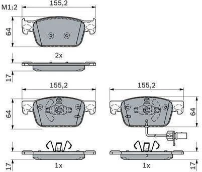 Bosch Stabdžių Trinkelių Rinkinys Audi A4 A5 2.0 TDI 2.0 TFSI 3.0 TDI 4B0 614 301 4B0 614 301 A