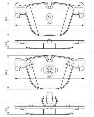 Bosch Stabdžių trinkelių rinkinys BMW 5 7 X5 X6 3 1 serijos 34116765421 34116765422 34116765423