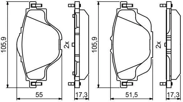 Bosch Stabdžių trinkelių rinkinys Citroen C4 C5 Aircross Peugeot 3008 308 508 1.2 1.5 1.6 2.0 4346.98.25 4346.98.26