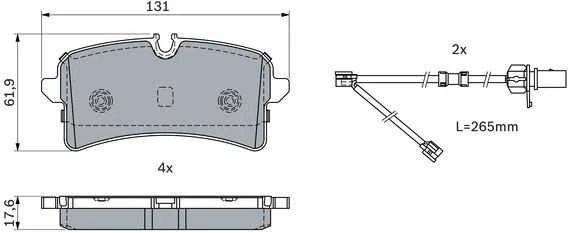 BOSCH stabdžių trinkelių rinkinys, diskinis stabdys 0986424404 4H0698451N