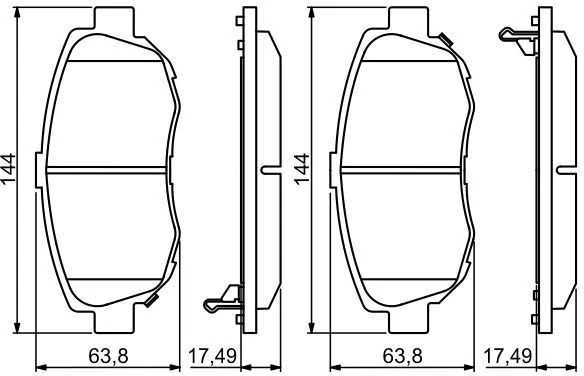 BOSCH stabdžių trinkelių rinkinys, diskinis stabdys 0986494211 D1060JX50B