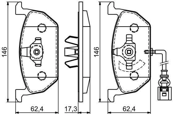 BOSCH stabdžių trinkelių rinkinys, diskinis stabdys 0986494721 2Q0698151AA