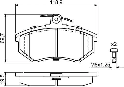BOSCH stabdžių trinkelių rinkinys, diskinis stabdys 0986466700 1HM698151A