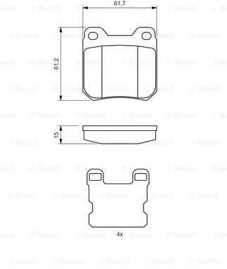 BOSCH stabdžių trinkelių rinkinys, diskinis stabdys 0986490500 A0004209820