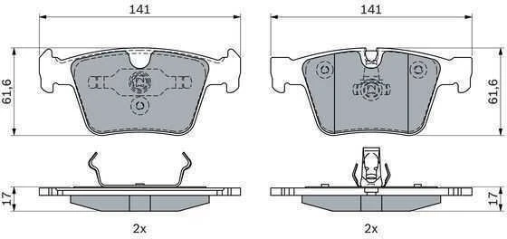 Bosch Stabdžių Trinkelių Rinkinys MERCEDES BENZ ML 63 AMG S 63 AMG R 63 AMG CL 63 AMG 164 221 251 216 A 002 420 0113 342 420 01 34