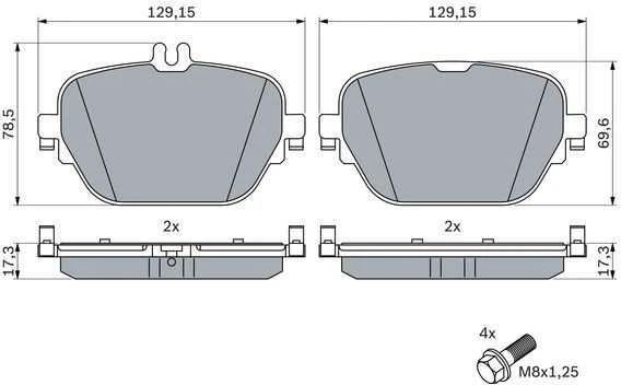 BOSCH stabdžių trinkelių rinkinys, diskinis stabdys 0986424858 A0004205602
