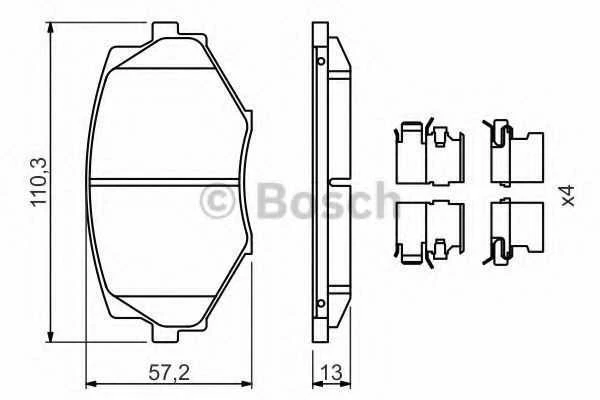 BOSCH stabdžių trinkelių rinkinys, diskinis stabdys 0986494655 NCY13323Z9C