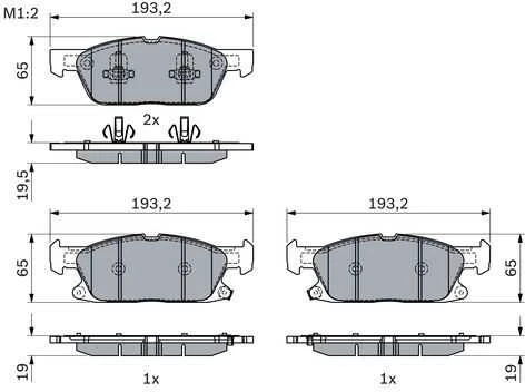BOSCH stabdžių trinkelių rinkinys, diskinis stabdys 0986424326 1860105
