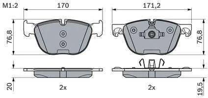 BOSCH stabdžių trinkelių rinkinys, diskinis stabdys 0986494191 34210403290