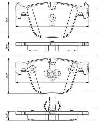 Bosch Stabdžių trinkelių rinkinys BMW 5 7 X5 X6 3 1 serijos 34116765421 34116765422 34116765423