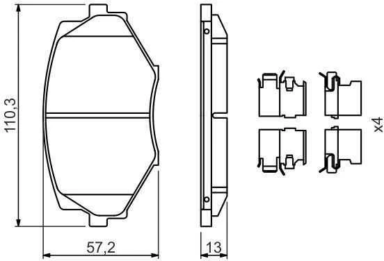 BOSCH stabdžių trinkelių rinkinys, diskinis stabdys 0986494655 NCY13323Z9C
