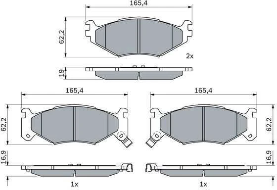 BOSCH stabdžių trinkelių rinkinys, diskinis stabdys 0986424892 04423812