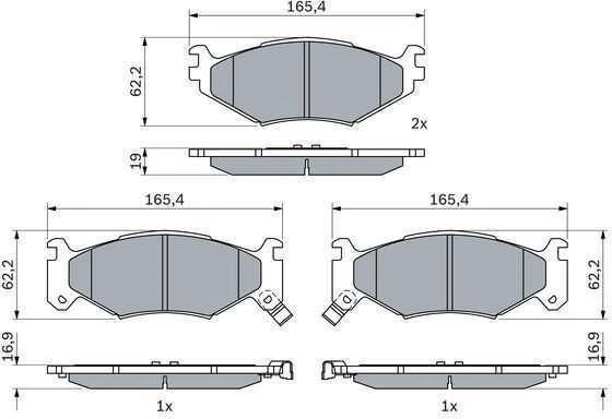 BOSCH stabdžių trinkelių rinkinys, diskinis stabdys 0986424892 04423812