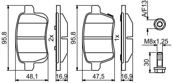 Bosch Stabdžių Trinkelių Rinkinys Diskinis Stabdys OPEL Adam Corsa E VAUXHALL 93185233 93185234 93185235