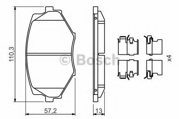 BOSCH stabdžių trinkelių rinkinys, diskinis stabdys 0986494655 NCY13323Z9C