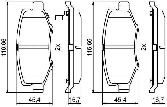 BOSCH stabdžių trinkelių rinkinys, diskinis stabdys 0986494706 GDB4145