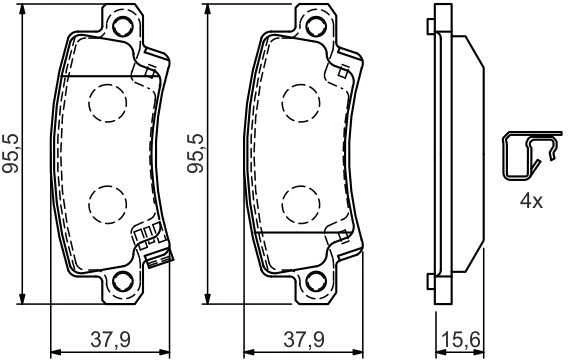 BOSCH stabdžių trinkelių rinkinys, diskinis stabdys 0986424790 04466YZZD9