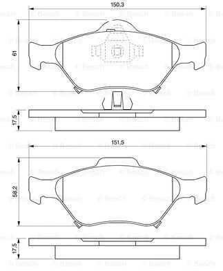 BOSCH stabdžių trinkelių rinkinys, diskinis stabdys 0986494101 DDY23328ZA9C