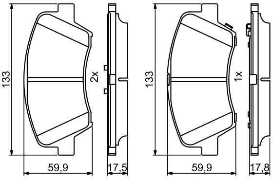 BOSCH stabdžių trinkelių rinkinys, diskinis stabdys 0986494712 58101A6A00