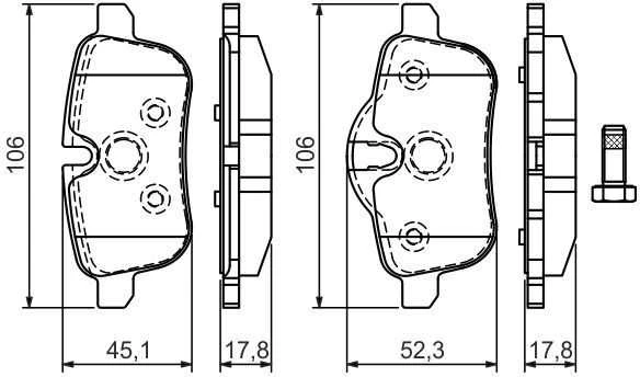 BOSCH stabdžių trinkelių rinkinys, diskinis stabdys 0986494450 34216867175