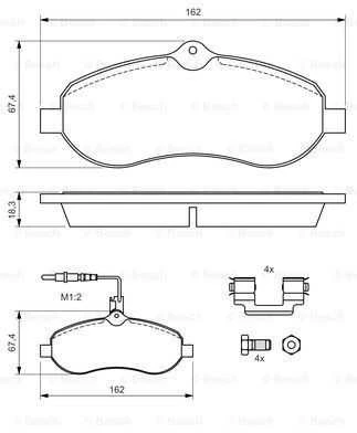 BOSCH stabdžių trinkelių rinkinys, diskinis stabdys 0986494163 A0004200305