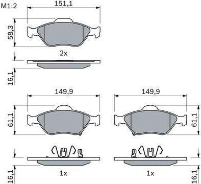 BOSCH stabdžių trinkelių rinkinys, diskinis stabdys 0986494101 DDY23328ZA9C
