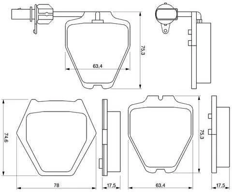 BOSCH stabdžių trinkelių rinkinys, diskinis stabdys 0986424690 4B0698151S