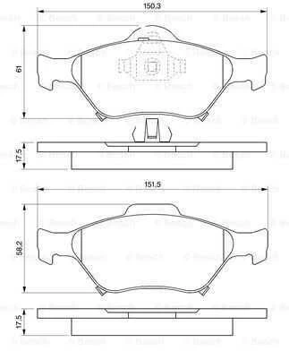 BOSCH stabdžių trinkelių rinkinys, diskinis stabdys 0986494101 DDY23328ZA9C