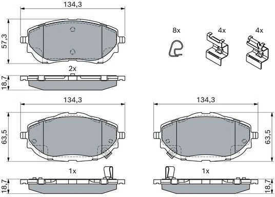 BOSCH stabdžių trinkelių rinkinys, diskinis stabdys 0986494676 0446502390