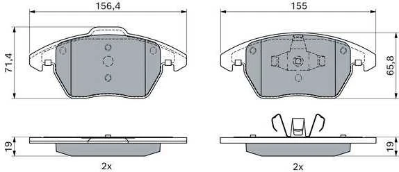 BOSCH stabdžių trinkelių rinkinys, diskinis stabdys 0986424825 8X0698151