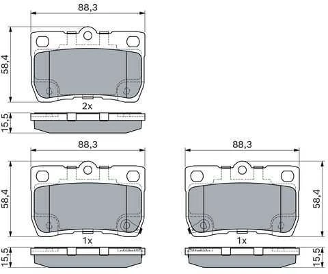 BOSCH stabdžių trinkelių rinkinys, diskinis stabdys 0986494891 0446622190