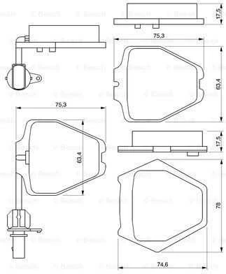 BOSCH stabdžių trinkelių rinkinys, diskinis stabdys 0986424690 4B0698151S