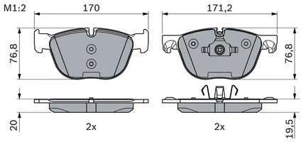 BOSCH stabdžių trinkelių rinkinys, diskinis stabdys 0986494191 34210403290
