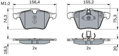 BOSCH stabdžių trinkelių rinkinys, diskinis stabdys 0986424125 C2C27291