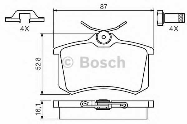 Bosch Stabdžių trinkelių rinkinys diskinis stabdys AUDI TT Coupe 1.8 T 1.8 T quattro 2.0 TDI 2.0 TFSI SEAT Ibiza III Hatchback 1.8 T Cupra R 1.9 TDI Cupra R SEAT Ibiza IV Hatchback 2.0 SEAT Ibiza IV Sportcoupe 2.0