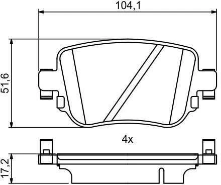 BOSCH stabdžių trinkelių rinkinys, diskinių stabdžių rinkinys 0986494797