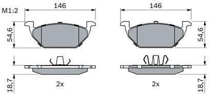 BOSCH stabdžių trinkelių rinkinys, diskinių stabdžių rinkinys 0986424364