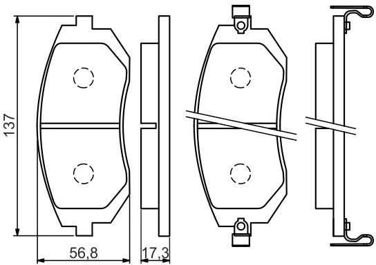 BOSCH stabdžių trinkelių rinkinys, diskinių stabdžių rinkinys 0986494558