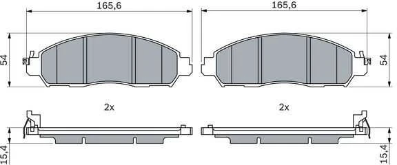 BOSCH stabdžių trinkelių rinkinys, diskinių stabdžių rinkinys 0986424973