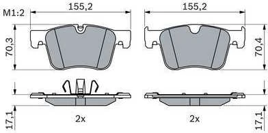 BOSCH stabdžių trinkelių rinkinys, diskinių stabdžių rinkinys 0986424860